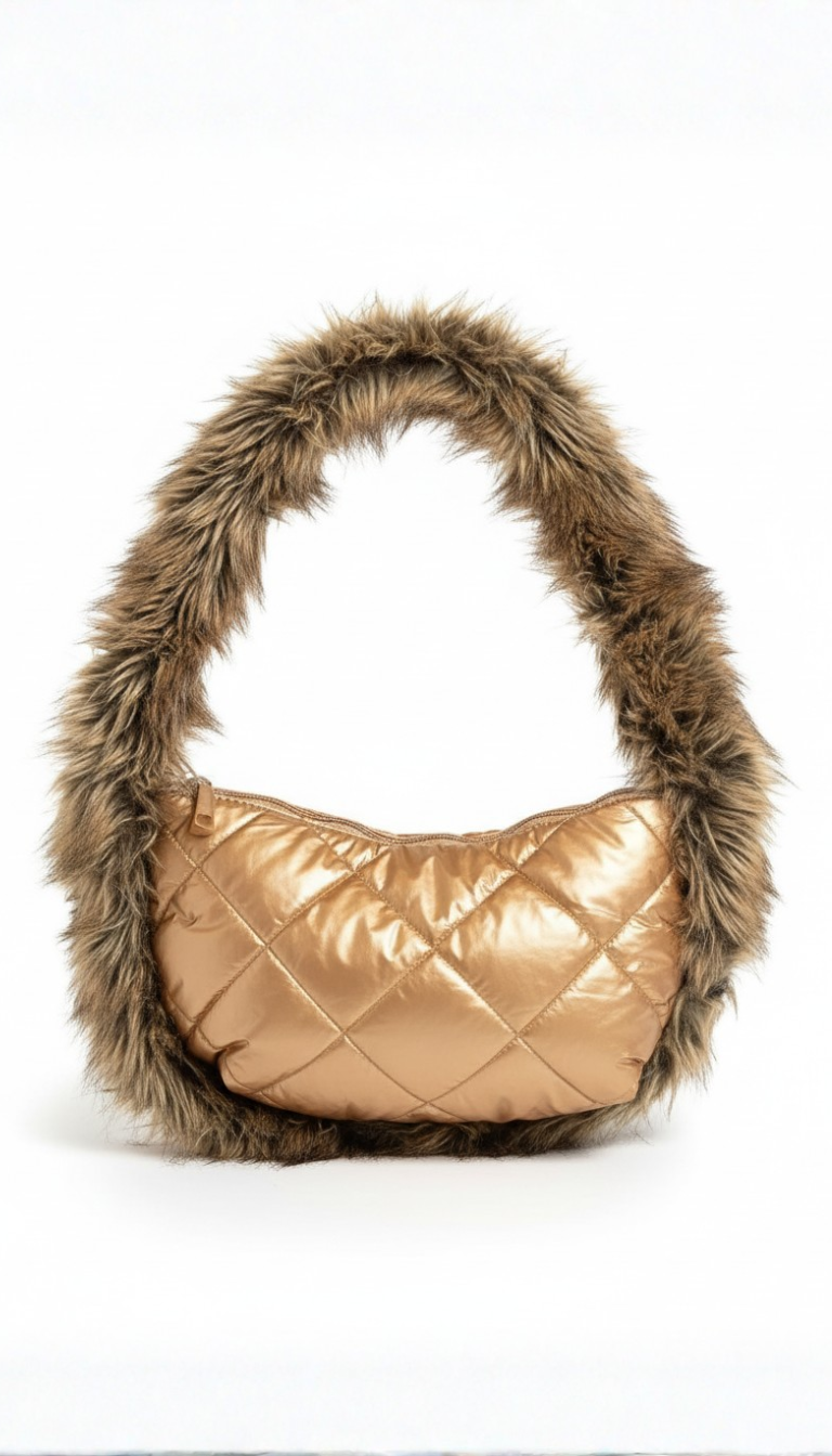 Gold Fur Trim Hobo