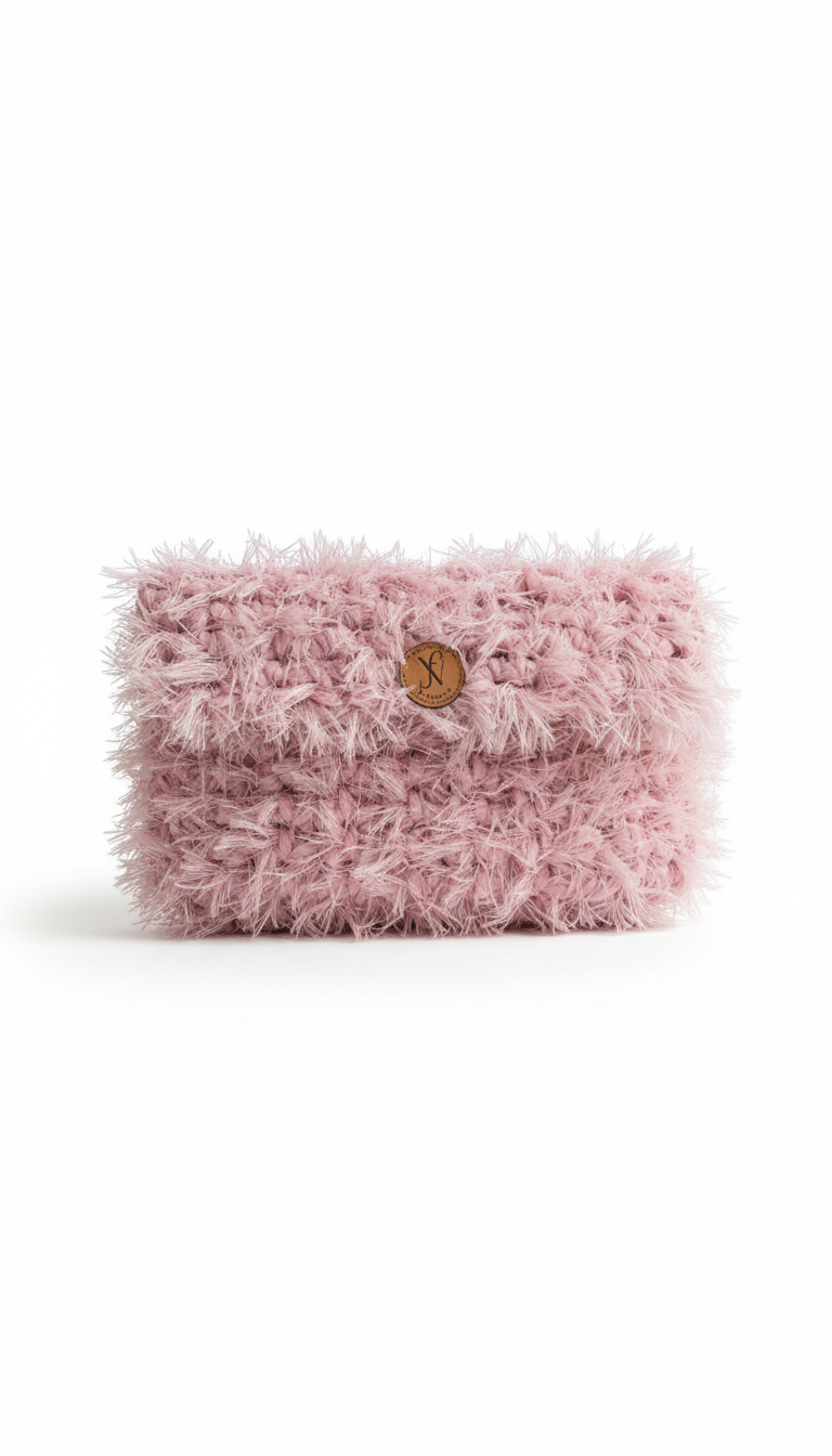 Blush Fuzzy Clutch